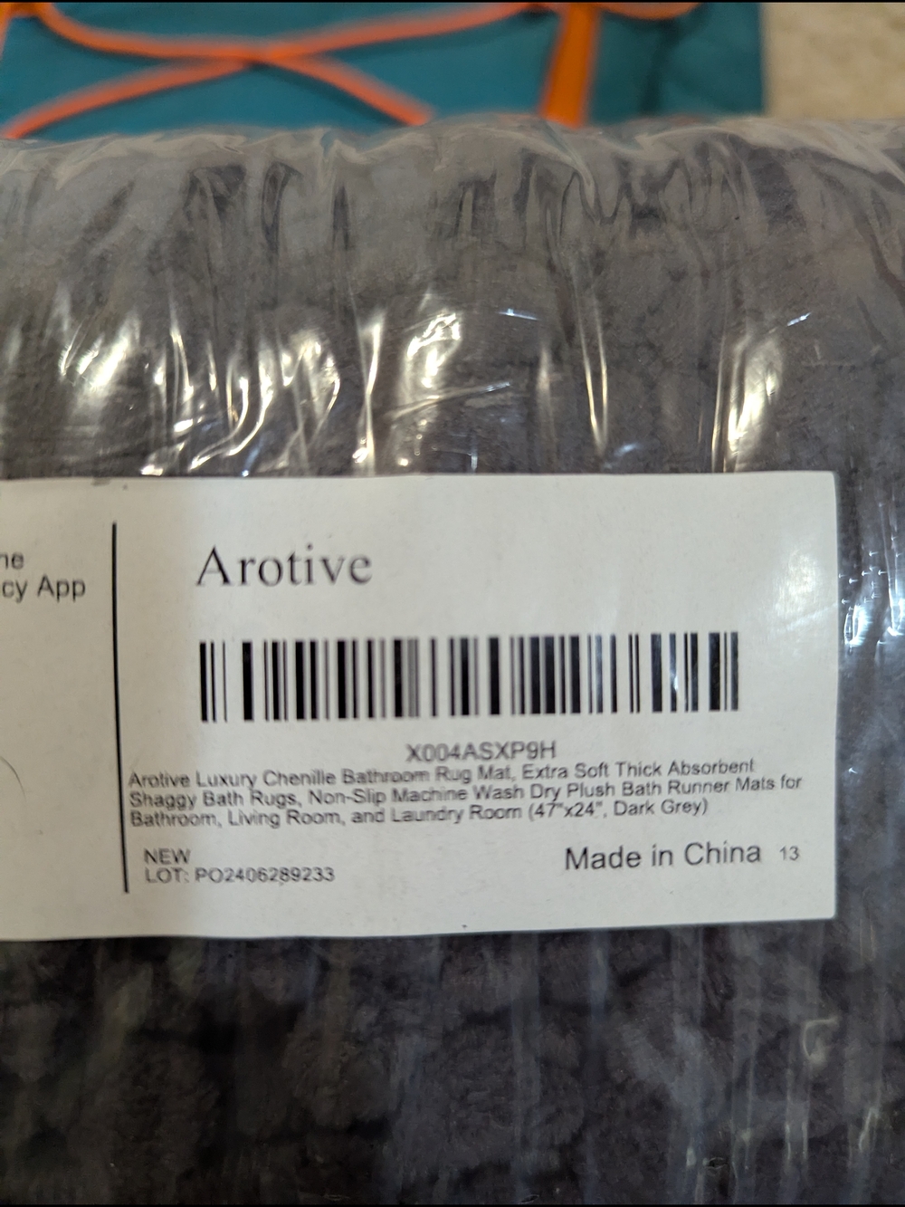 Arotive Dark Grey Chenille Bath Rug